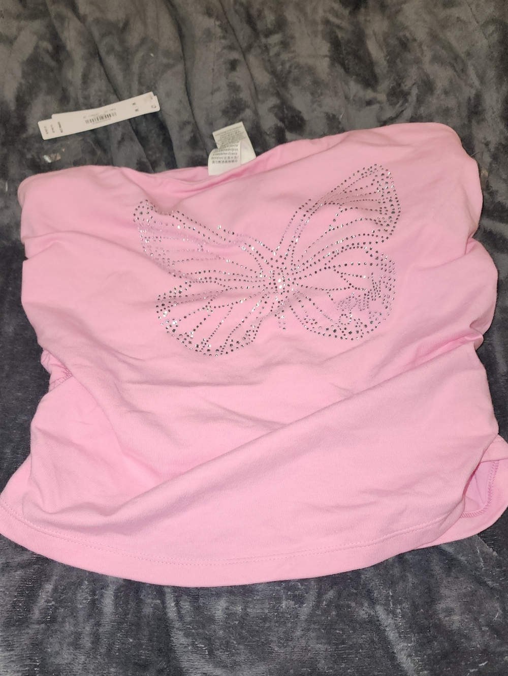 NWT Pink Victorias Secret Strapless Rhinestone Butterfly Tube Top